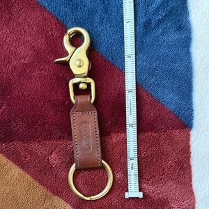 Coach Brown Leather Key Ring with Gold Hardware